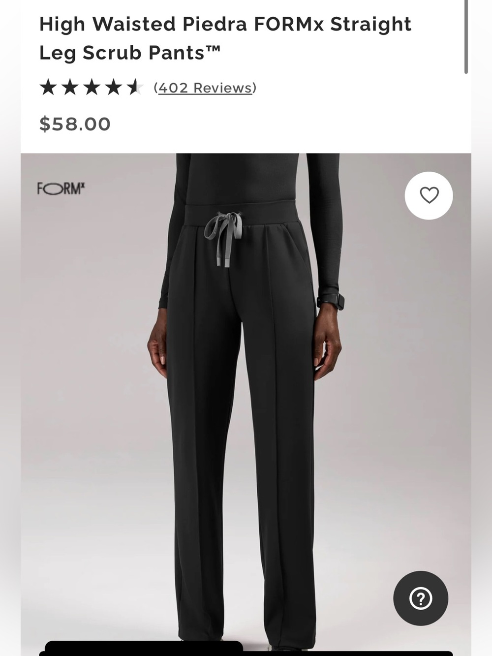 Figs High Waisted Straight Leg Scrub Pants — Black